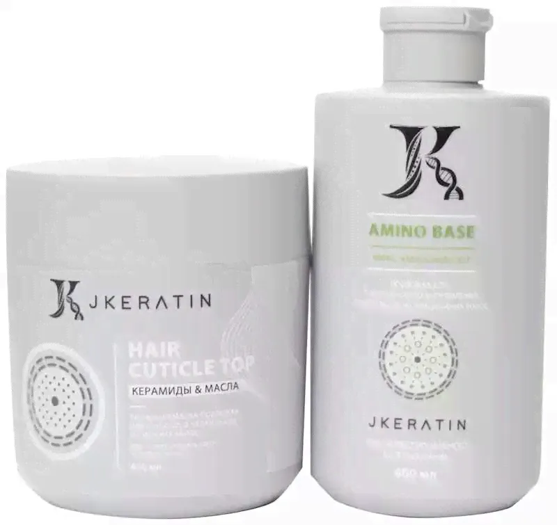 Для кератинщика JKeratin подложка Amino Base и липидная маска Hair Cuticle Top 2x400 мл