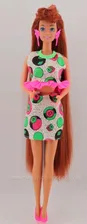 1993 glitter hair barbie Red Head Restyled with Smooth Hair and Earrings