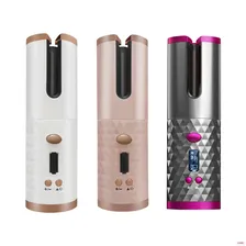 Cordless Automatic Hair Curler USB Rechargeable Curling Iron Curls Waves LCD Display Ceramic Curly Rotating Curling Wave Styer