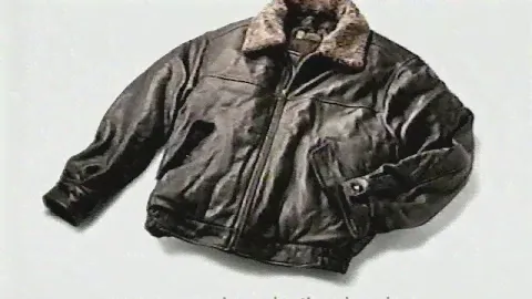 Eddie Bauer goose down leather bomber jacket commercial 1999