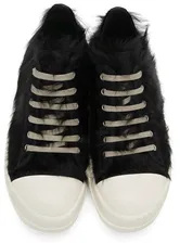 Rick Owens Black Pony Hair Low Sneakers RU02A5891 LHL (lpn8828178)