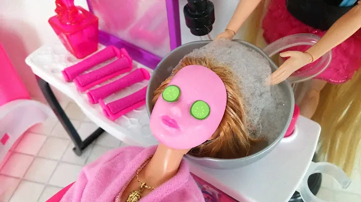 Barbie Doll Hair Salon - Cinderella Barbie Hair Cut Hair Washباربي صالون الشعرBarbie Salão de Beleza