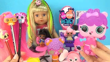 София делает куклам ЛОЛ МОДНЫЕ ПРИЧЕСКИ с ПИТОМЦАМИ Игровой набор POP POP HAIR SURPRISE
