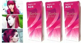 3 x Berina Permanent Hair Dye Color Colour Cream A24 Magenta