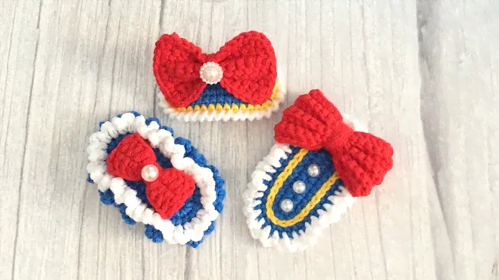 crochet snow white hair clips cute bow hair pin crochet tutorial